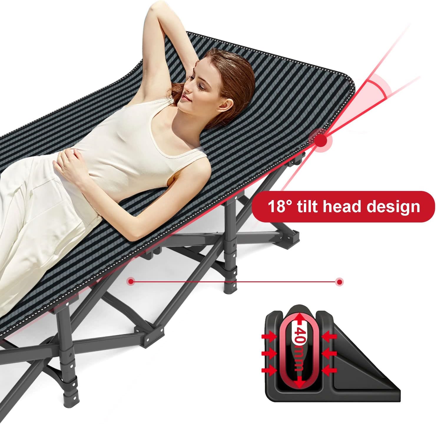 ATORPOK Camping Cot for Adults with Cushion, Tent Folding Cot for Sleeping