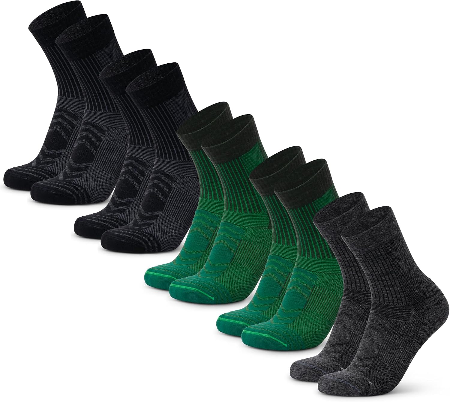 DANISH ENDURANCE Merino Wool Hiking Socks, Lightweight, 3 & 5-Pack