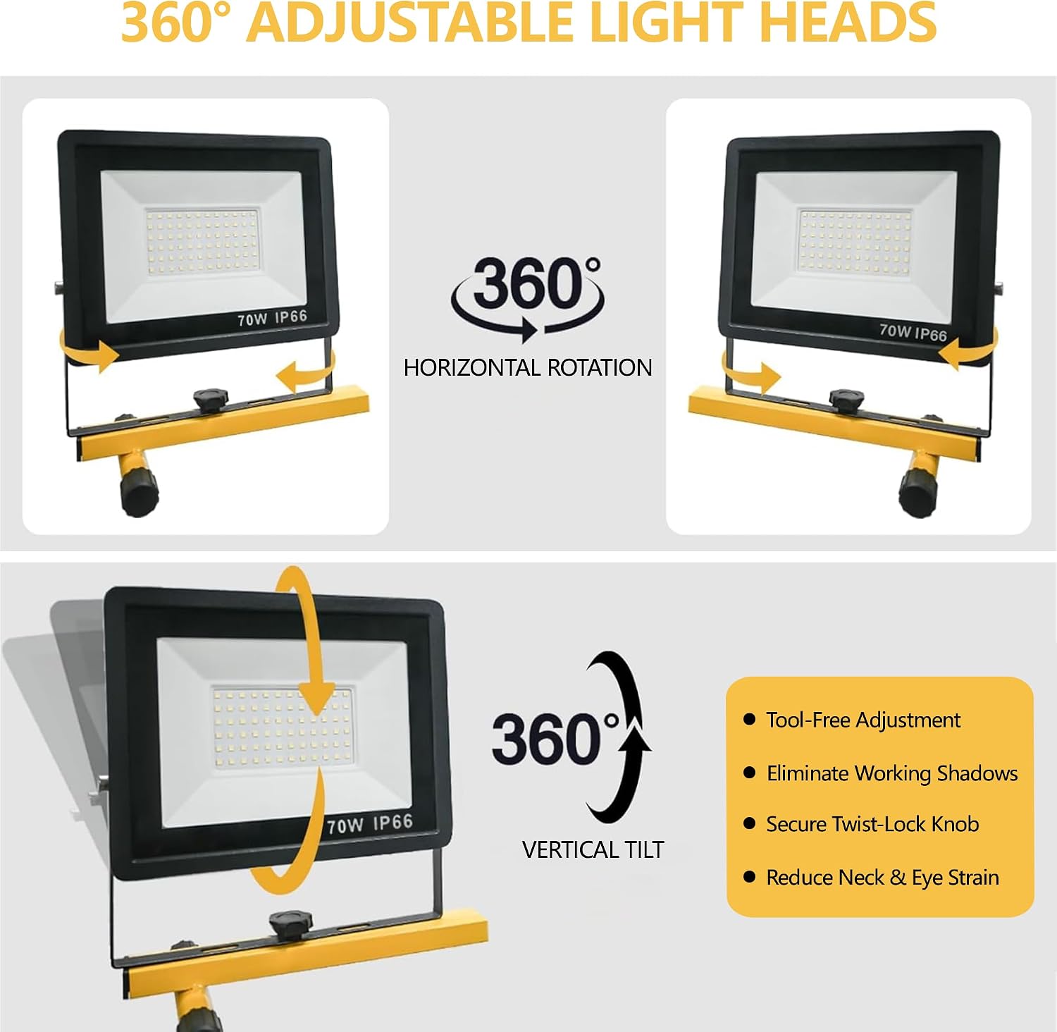 21000-Lumen LED Work Light with Stand for Job Site Garage