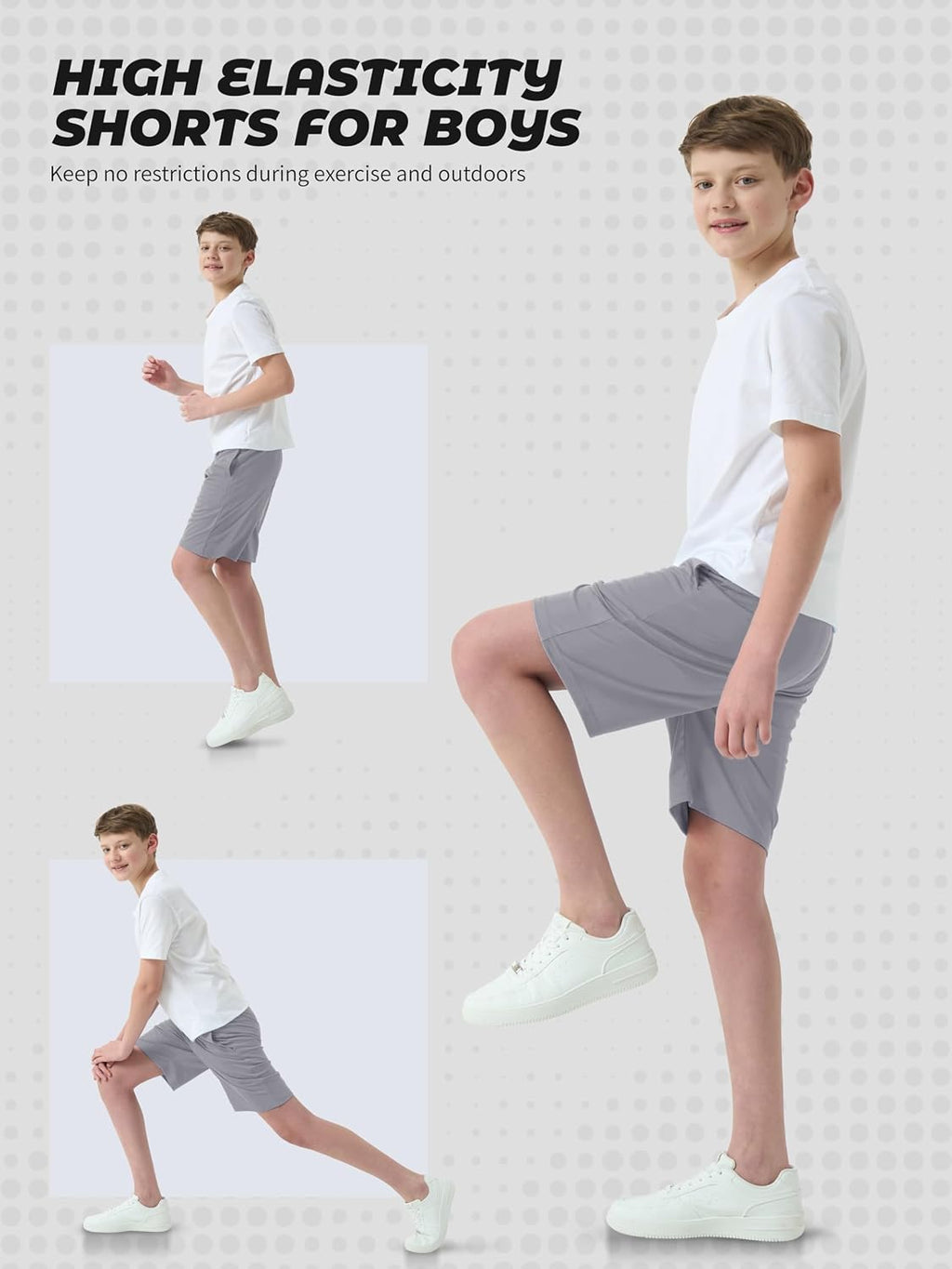 5 Pack Boys Athletic Shorts Basketball Soccer Dry-Fit Shorts with Pockets | Moisture Wicking,Breathable Lightweight Fabric,Sports &Outdoor Wear for Teen Kids Youth, Elastic Waist Pockets