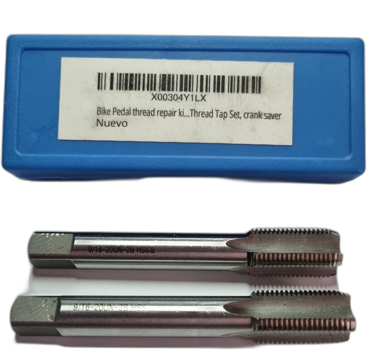 9/16-20 Threaded HSS Tap Set, Bike Pedal thread repair kit, Right Hand and Left Hand Thread Tap Set, 9/16 x 20 TPI Crank Saver, Bike Crank Repair Tool