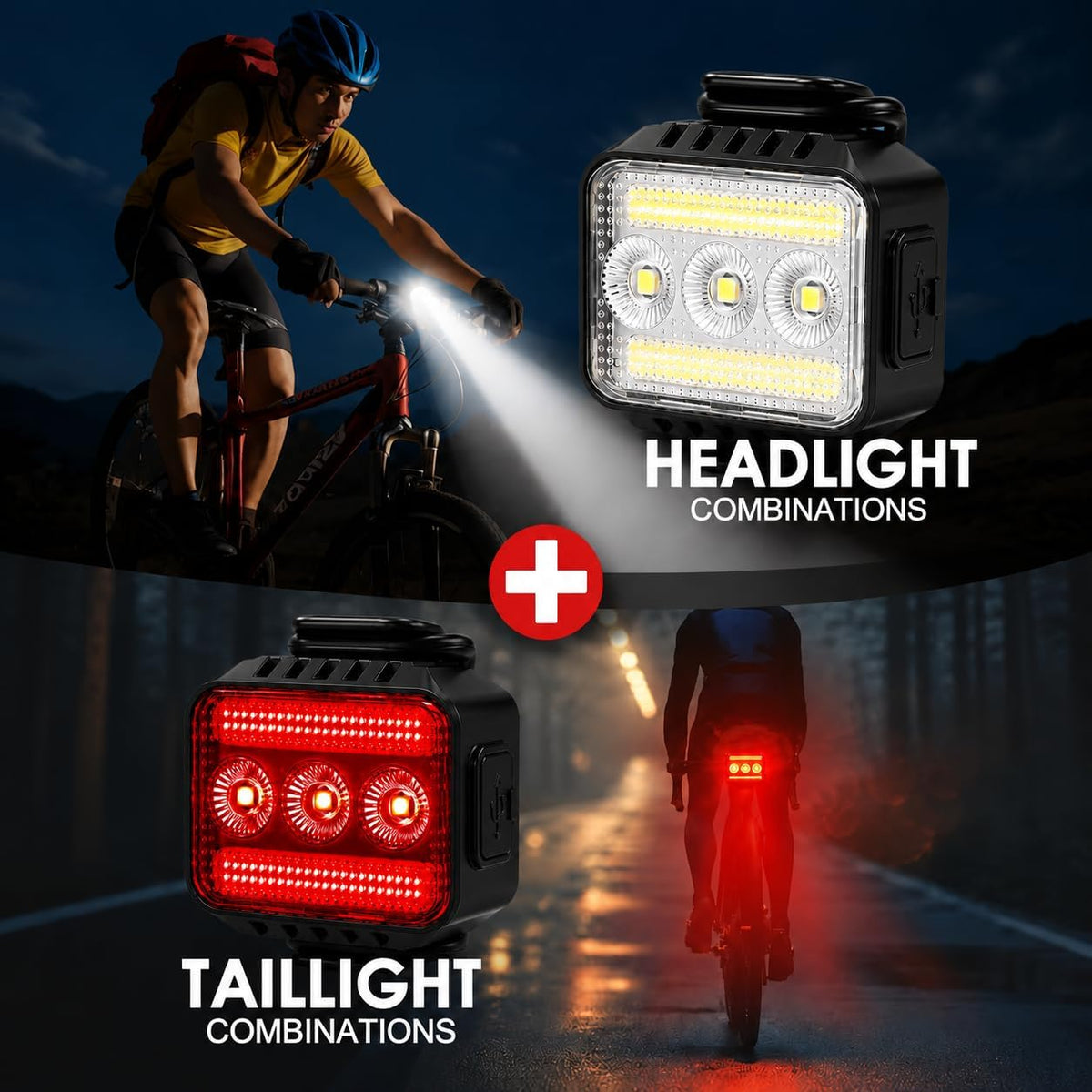 Bike Lights Front and Back Set for Night Riding,Rear Bicycle Light