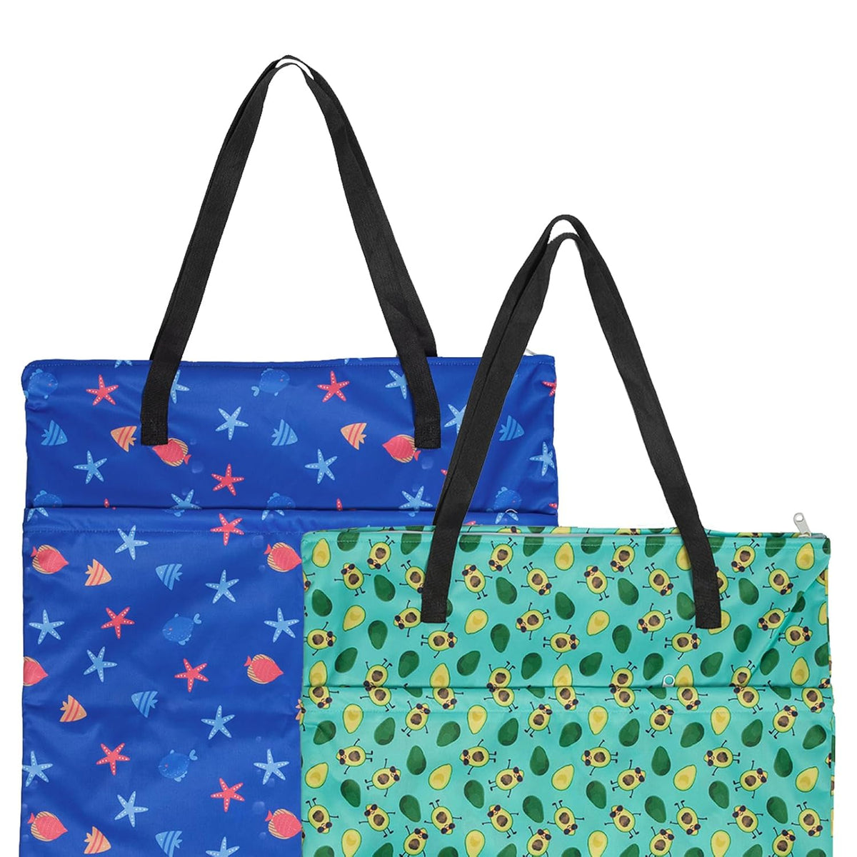 ALVA ALVABABY 2 Pack Large Wet Dry Bag Waterproof Hanging Cloth Diaper with Double Zippered Pockets 25x18 inches (Avocados and starfish)