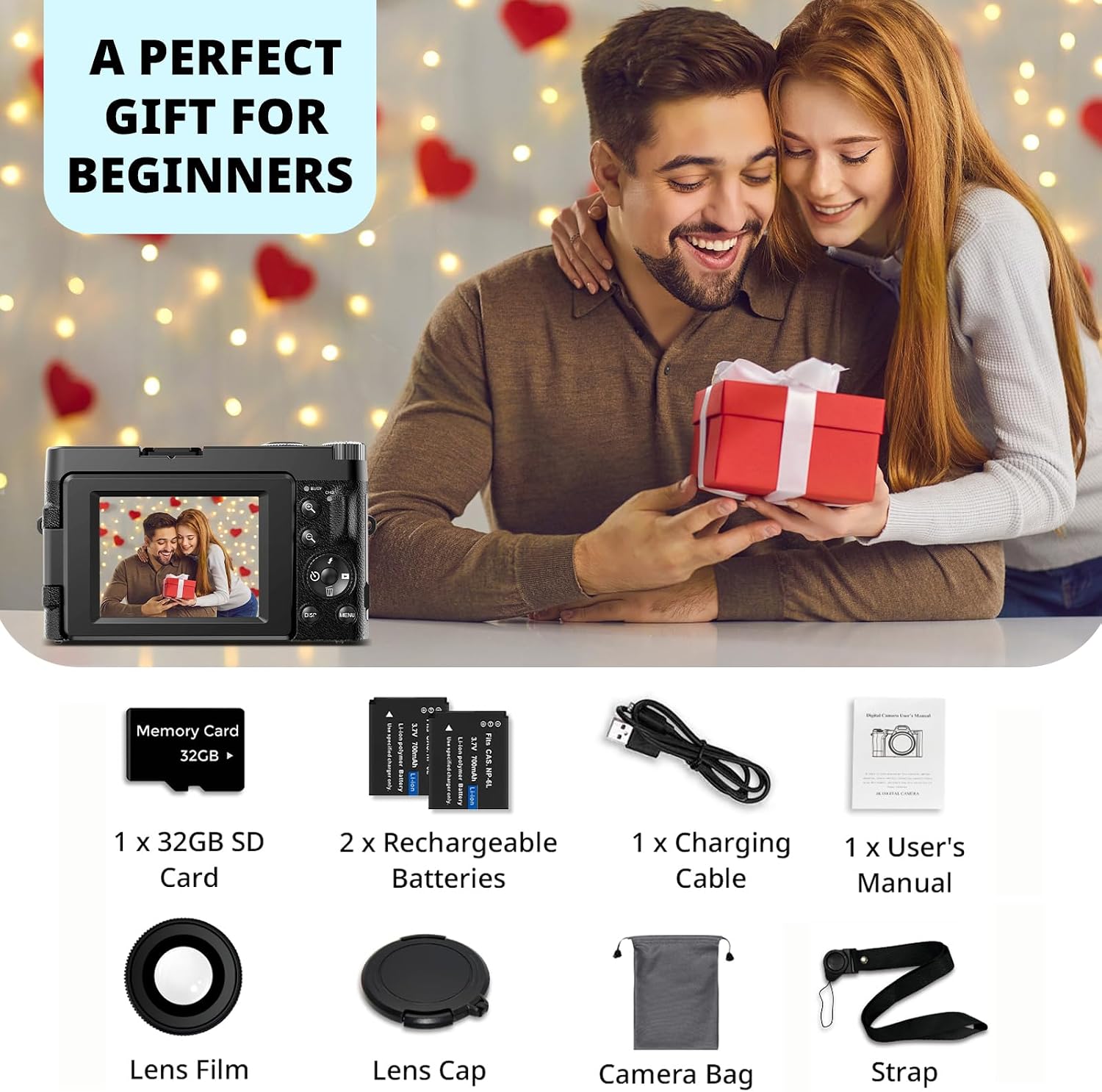 Duluvulu 4K Digital Camera for Photography Autofocus, 2026 Latest 48MP Vlogging Camera for YouTube with SD Card, 2 Batteries, 3" 180°Flip Screen Compact Travel Camera for Teens with 16X Zoom,Black