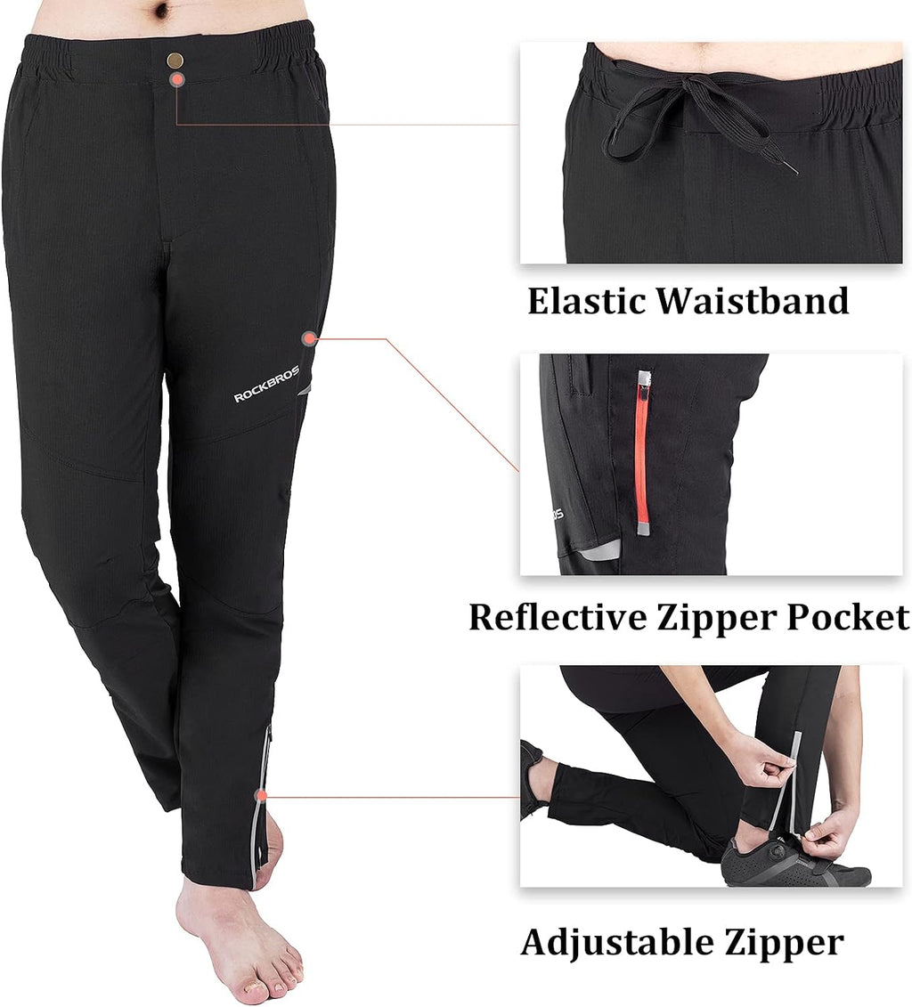ROCKBROS Men's Cycling Pants, Windproof Quick Dry Bike Pants with Pockets