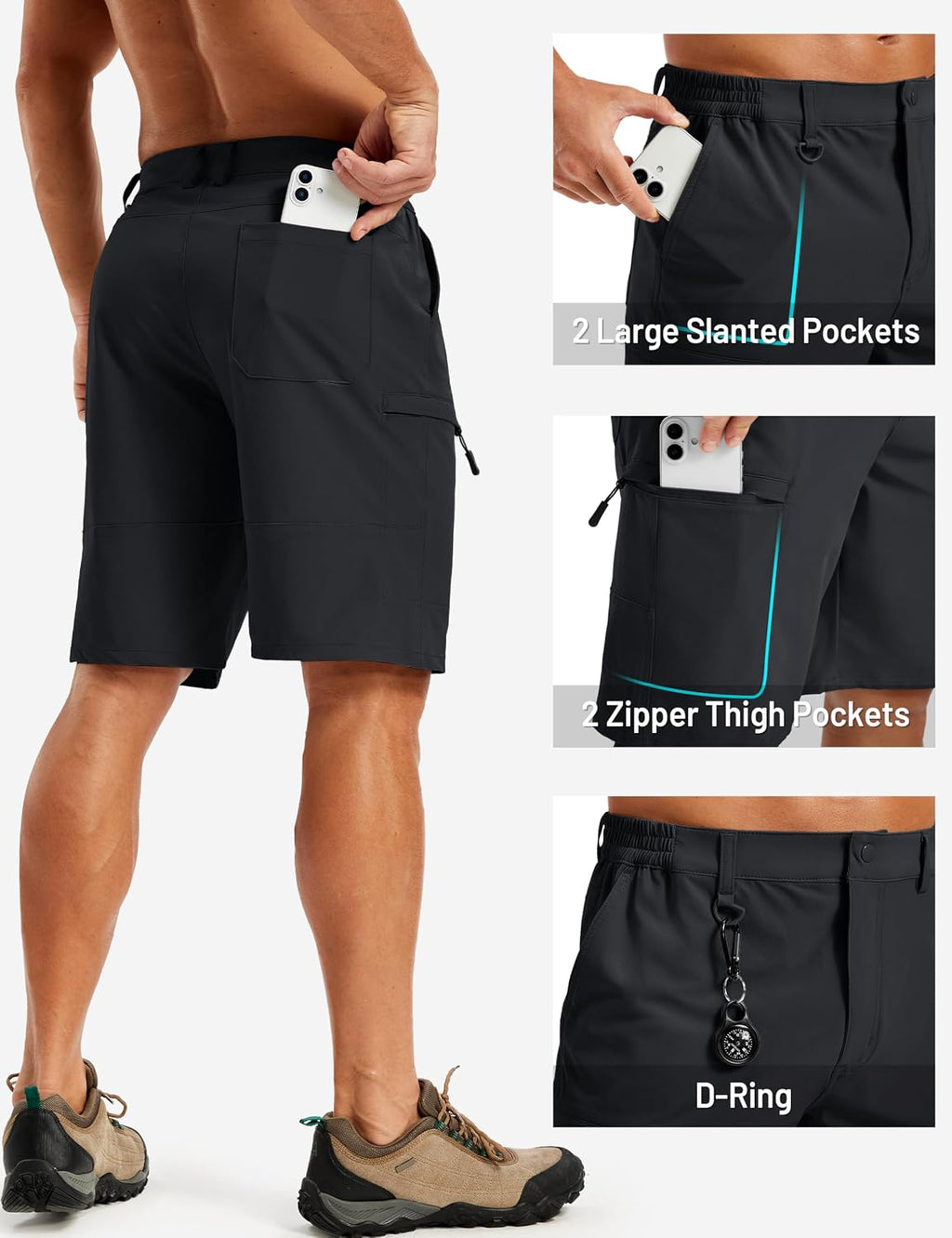TACVASEN Men's Hiking Cargo Shorts 10 inch Quick Dry Lightweight Waterproof