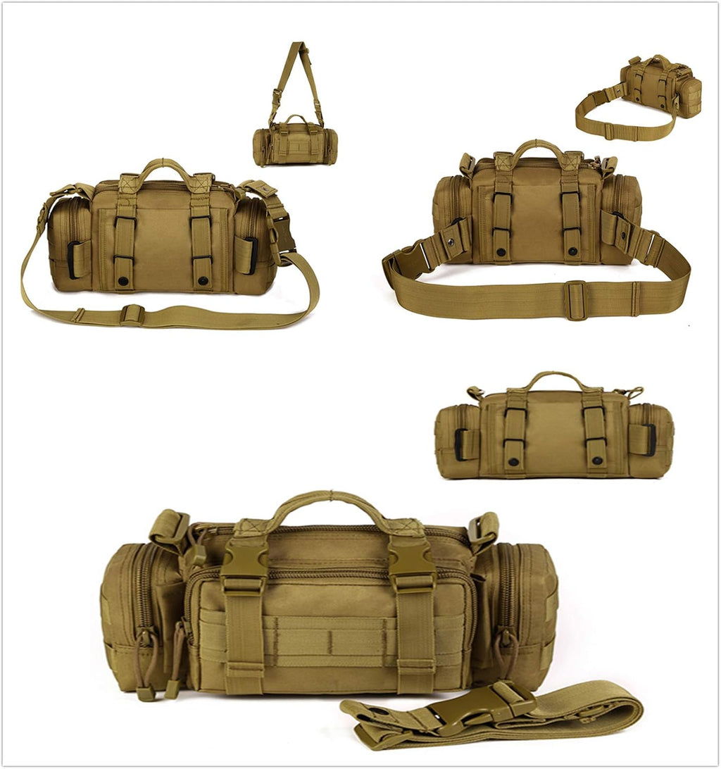 Utility 3P Military Tactical Duffle Waist Bags MOLLE Assault Shoulder Backpack Multifunction EDC Pouches Heavy Duty Fanny Packs (Desert camouflage)