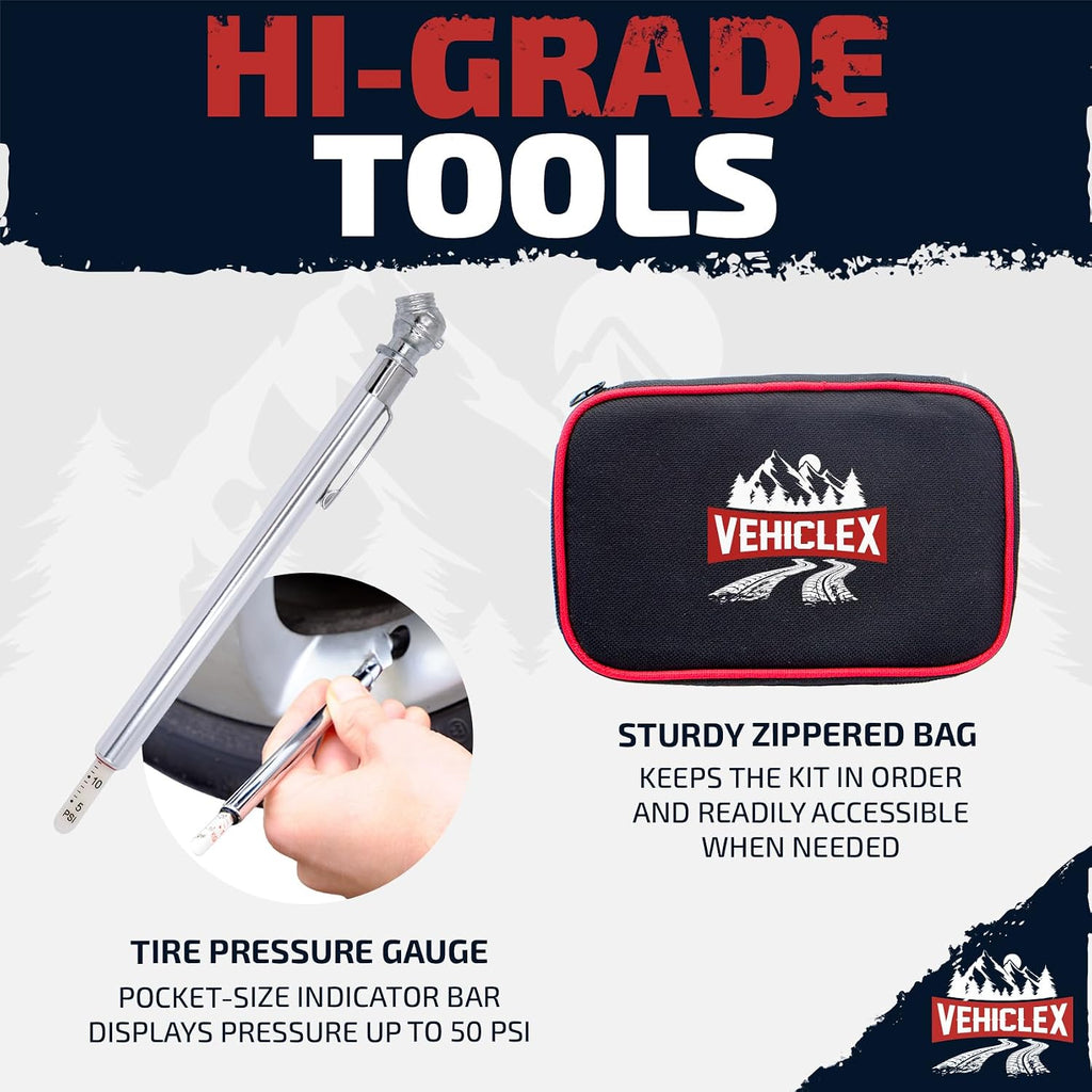 Vehiclex Tubeless Tire Repair Kit with Aluminum T Handle Tools