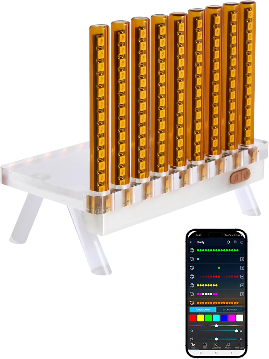 Sound Reactive Ambient Light, Smart App-Controlled Music Rhythm Lamp with Custom Modes, Designed for Portable Speaker Setup for Bedroom, Dorm, Living Room (Orange)