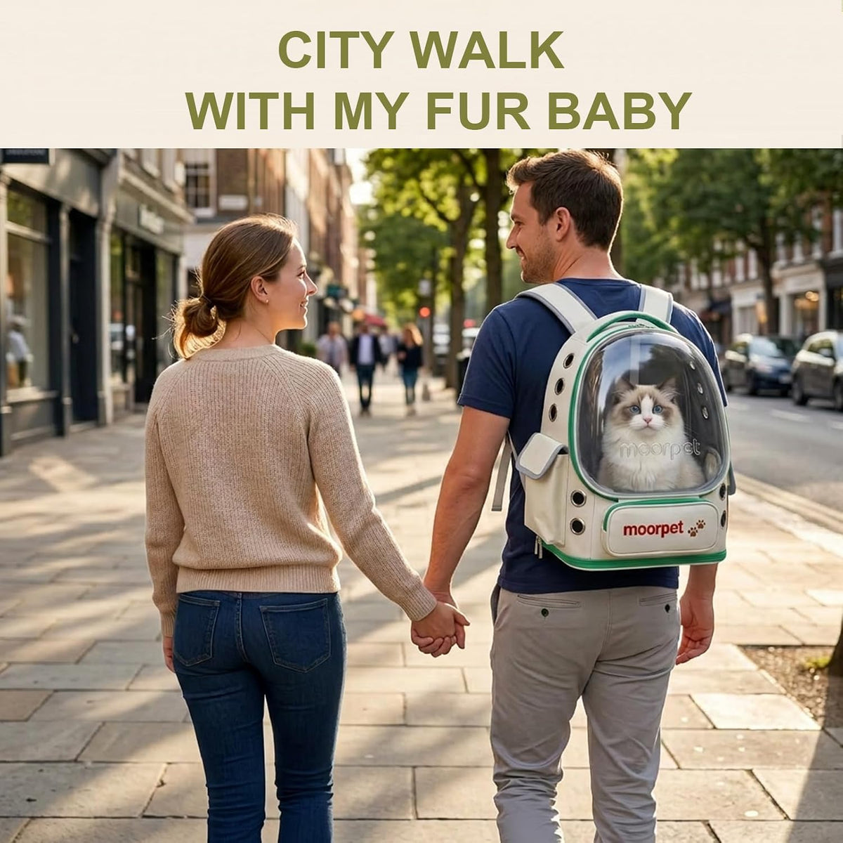 Cat Backpack Carrier, Transparent & Foldable Bubble Pet Backpack for Cats and Dogs, Breathable Kitten Carrier with Side Mesh and Pocket, Portable Travel Bag for Hiking, Walking, Vet (Orange)