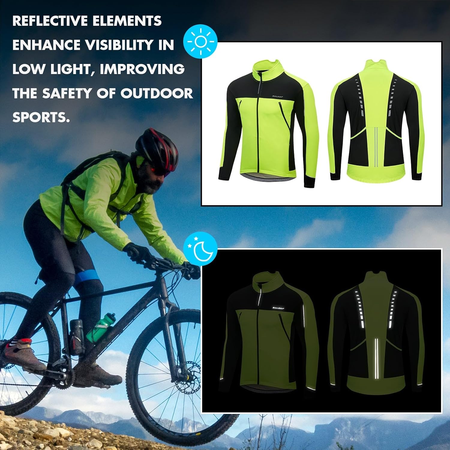 baleaf Men's Cycling Winter Jacket Windproof Softshell Thermal Warm Pockets