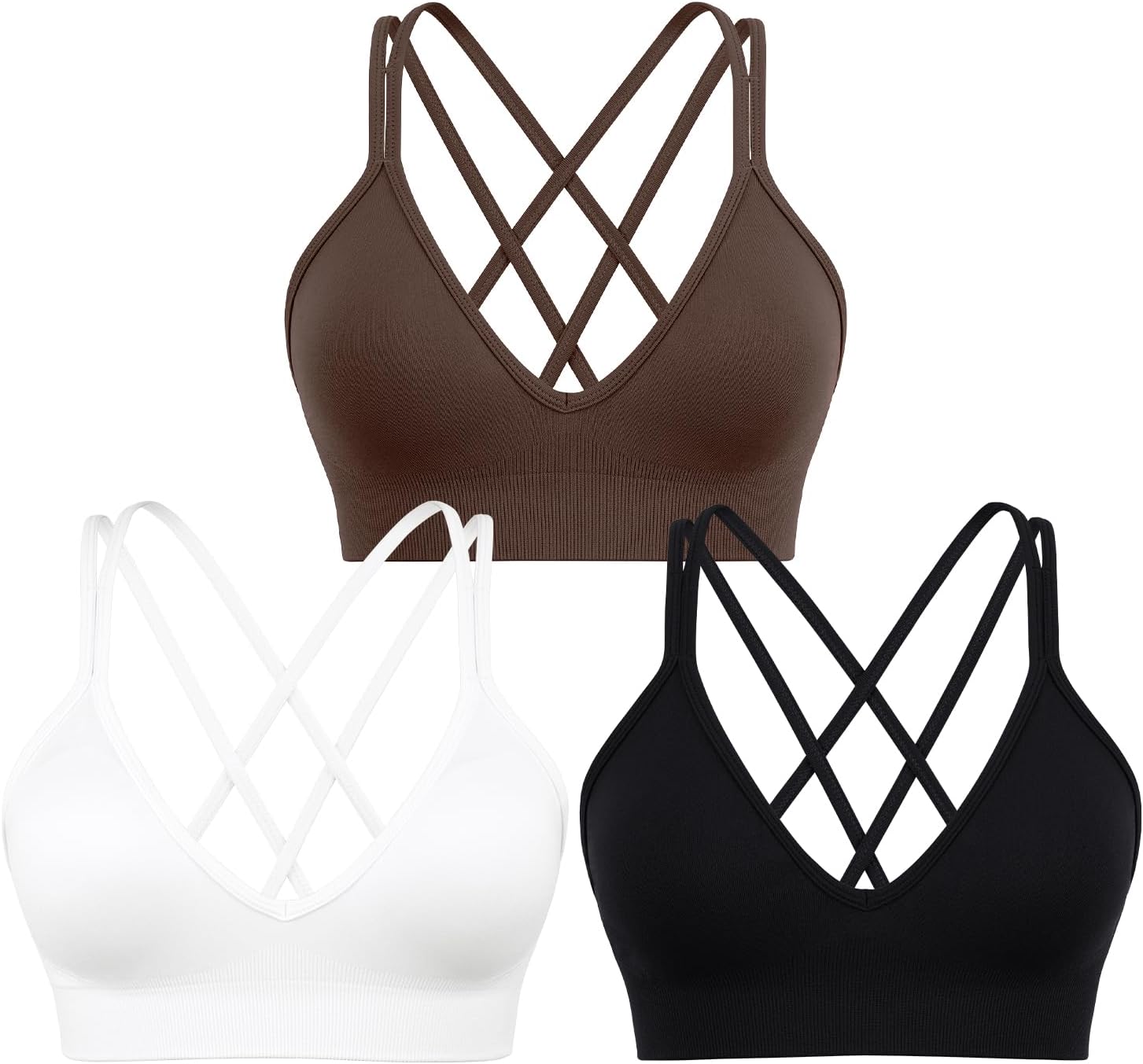 V Neck Sports Bras for Women Cross Back Workout Bra for Small Bust