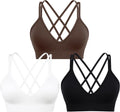 V Neck Sports Bras for Women Cross Back Workout Bra for Small Bust