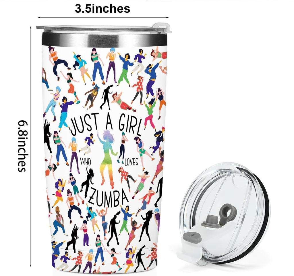 Dance Gifts Zumba Lovers Gift Tumbler, 20 oz Stainless Steel Coffee Mug, Insulated Cup with Lid for Car,Dancing Gifts for Girls Dancer Sister Friend Fitness Teacher Appreciation Birthday Christmas