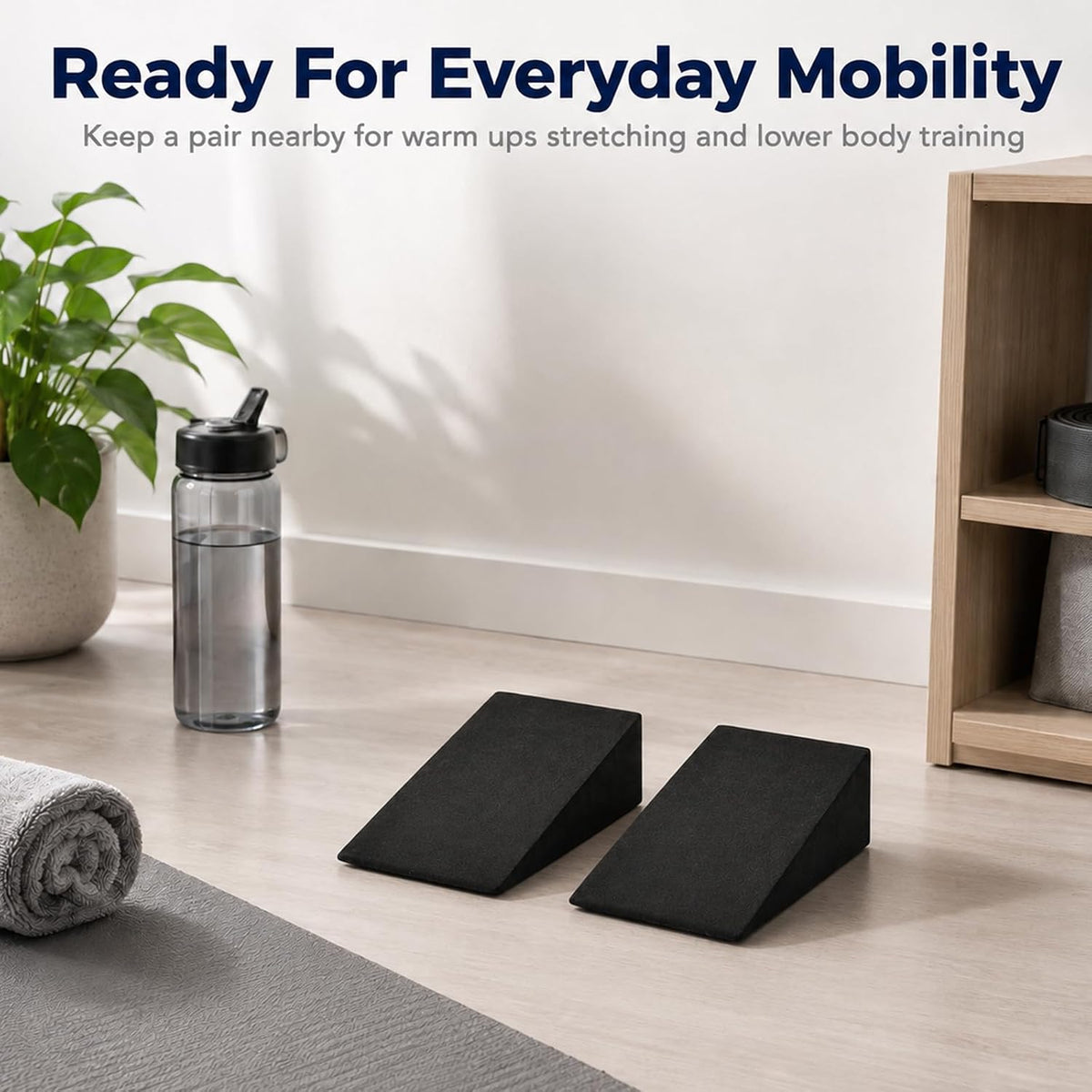Foam Wedge Slant Board, 2 Pcs Update Squat Wedge Incline Block, 15 Degree Yoga Wedge for Squats Calf Stretching Ankle Exercise and Daily Workout
