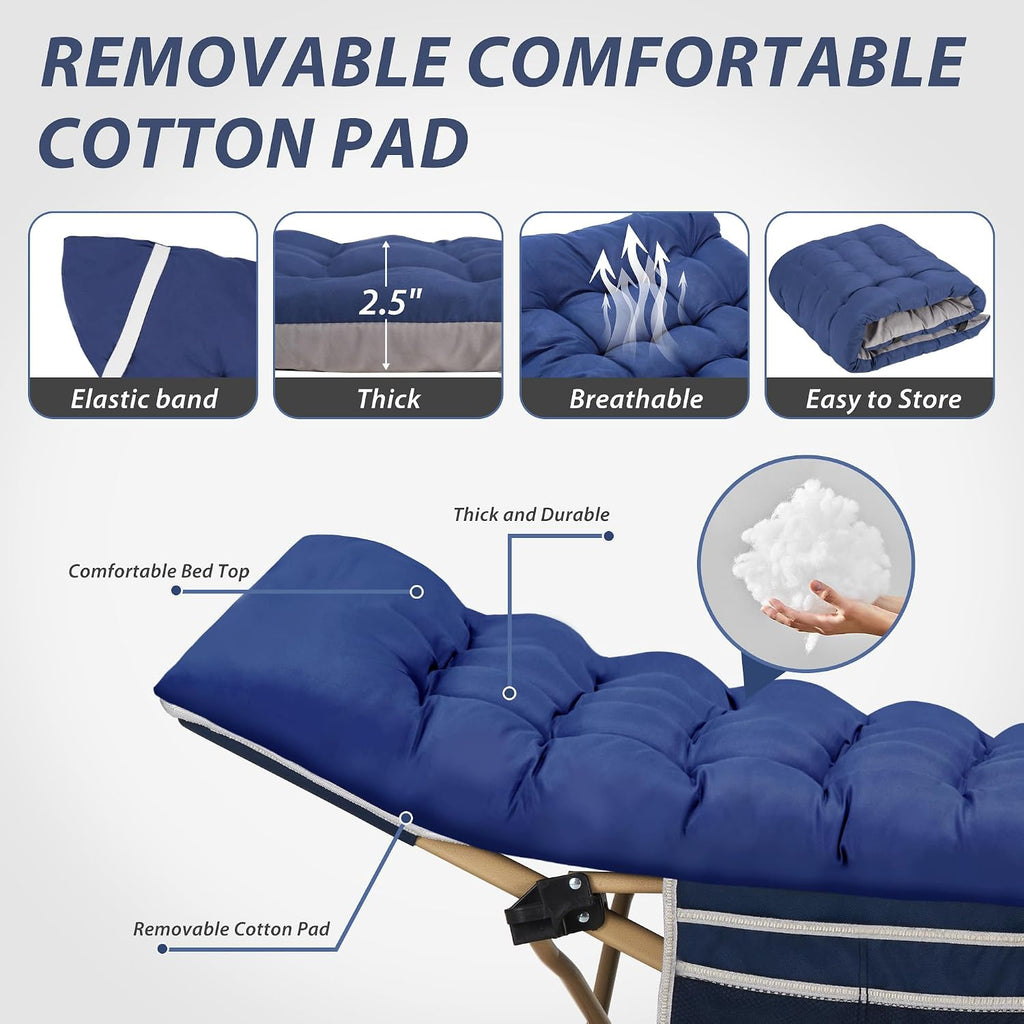 Folding Camping Cot with Mattress for Adults,28" Wide,600LBS