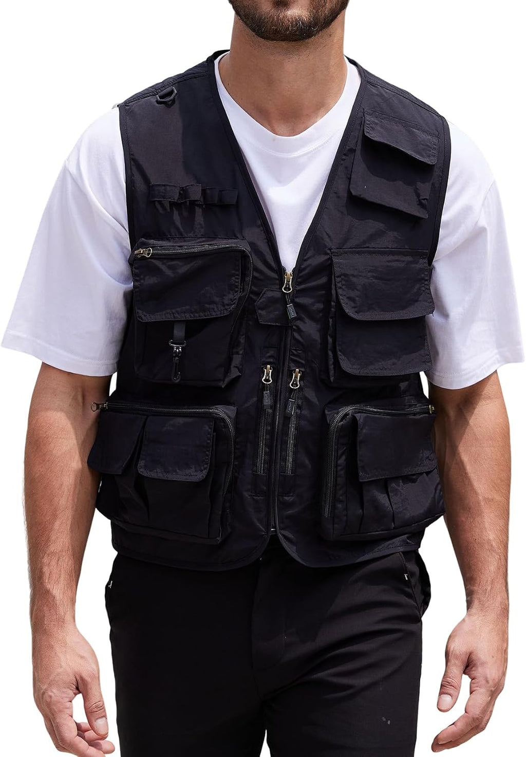 Yimoon Mens Utility Fishing Vest Lightweight Safari Cargo Vest