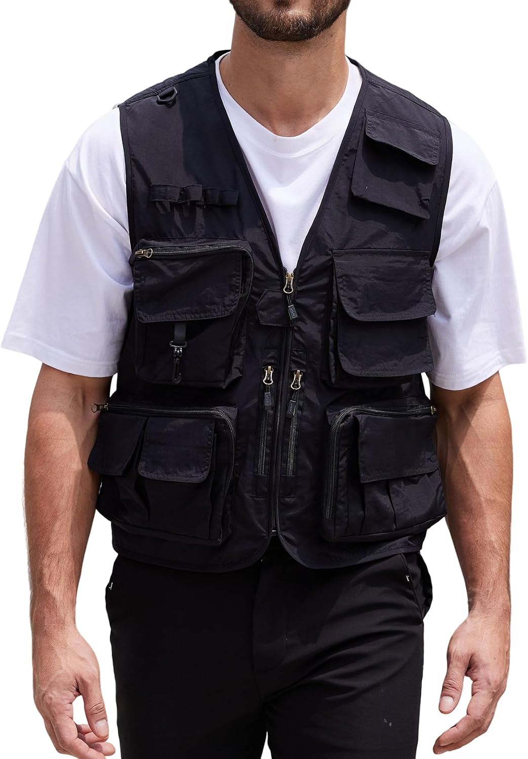 Yimoon Mens Utility Fishing Vest Lightweight Safari Cargo Vest