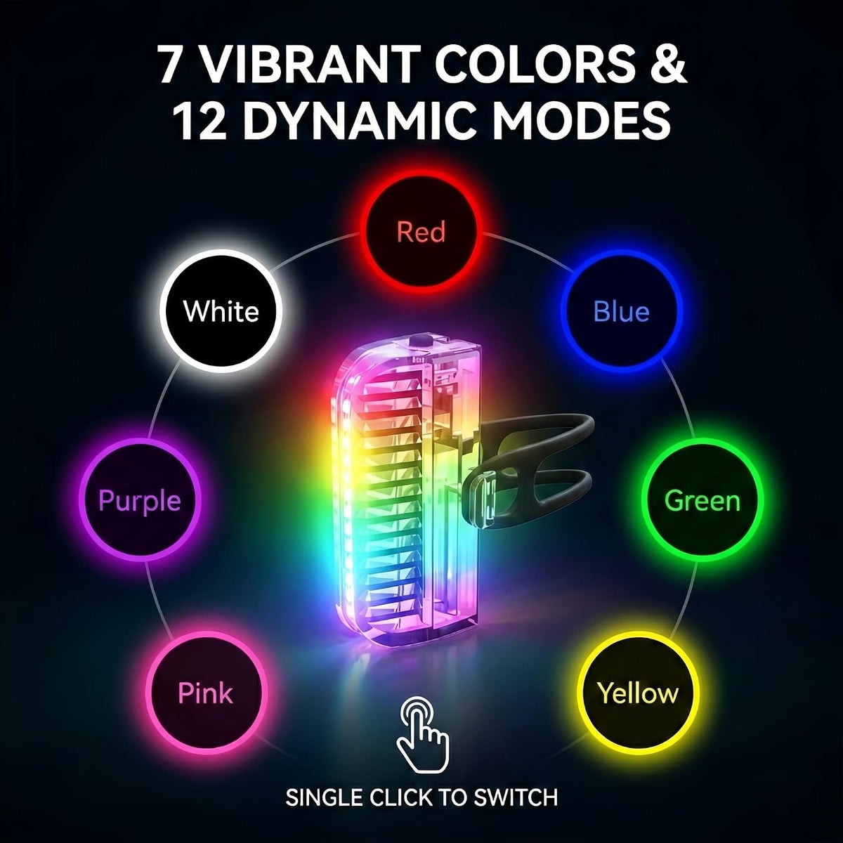HANZE Bike Wheel Lights Rechargeable, LED Bicycle Spoke Lights 7-Color with 12 Flashing Modes, Motion Sensor Auto On/Off, Waterproof Night Riding Accessories for Kids & Adults E-Bike