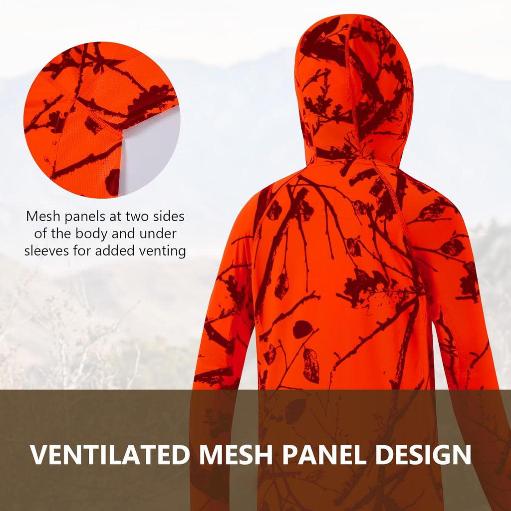 Youth UPF 50+ Camo Hunting Hoodie Shirt with Face Mask