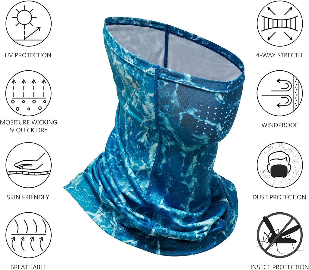 BASSDASH UPF 50+ Breathable Neck Gaiter, Quick Dry Face Mask for Men Women