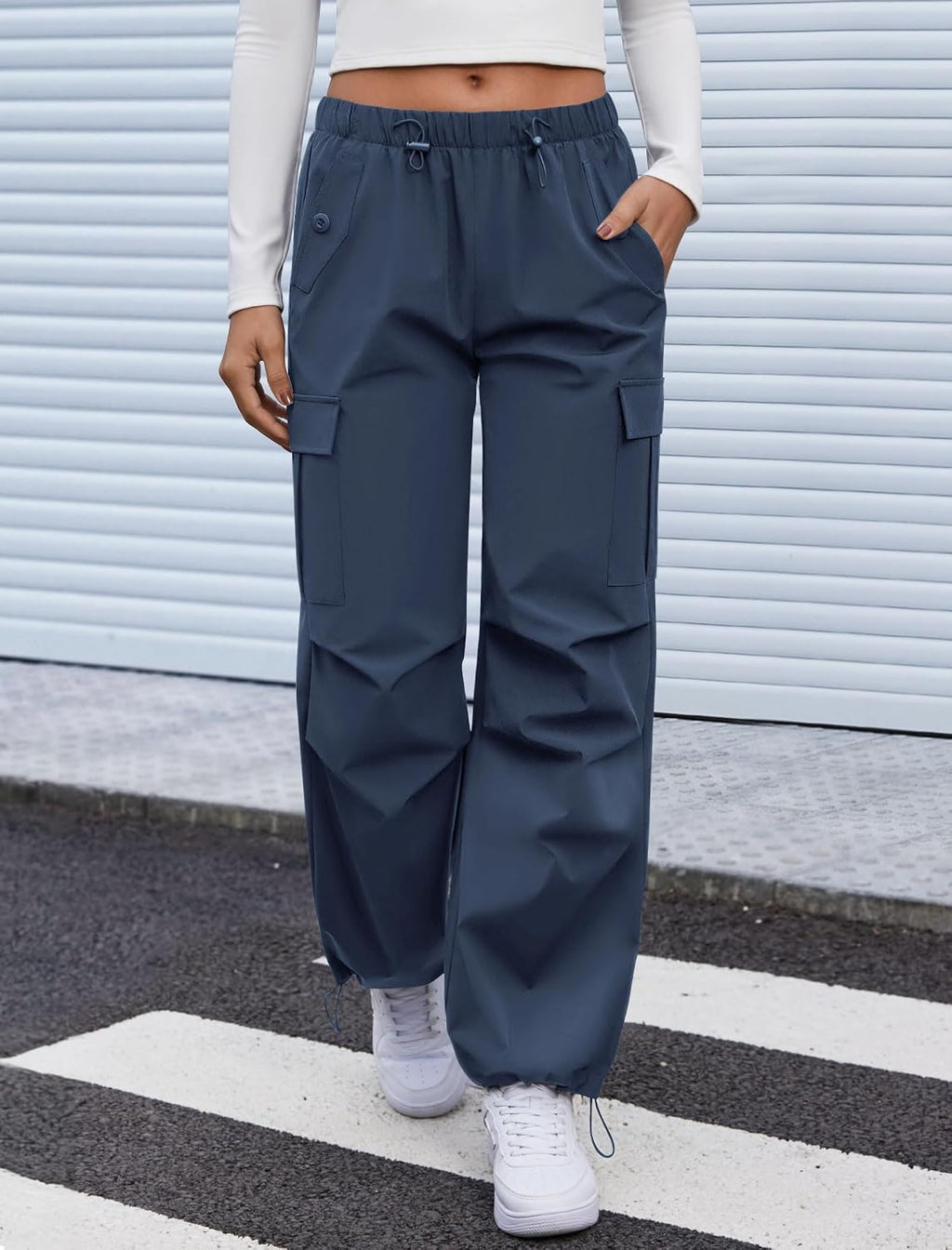 COPYLEAF Cargo Pants Women Parachute Baggy Hiking Pants with Pockets Travel