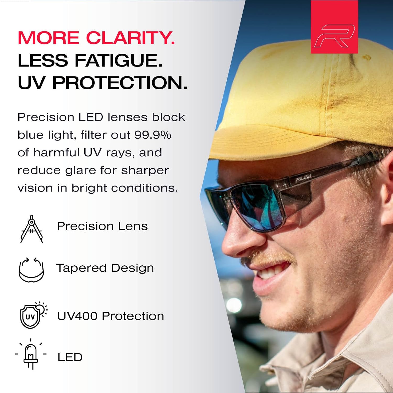 Riley Navigator X Sunglasses with Anti-Fog, LED Lenses & Side Sheilds