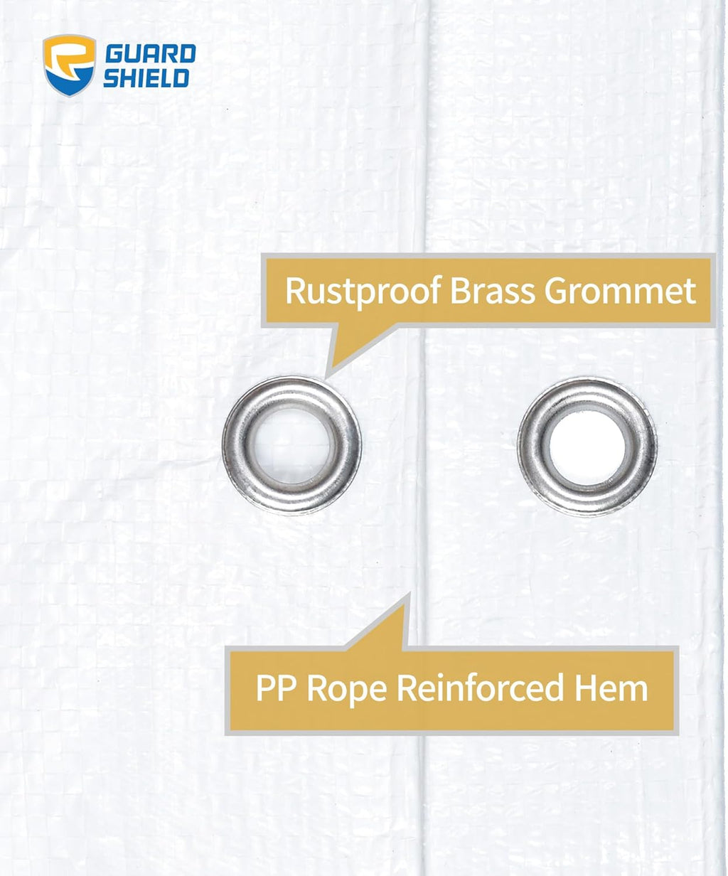 GUARD SHIELD Tarp White 6x6 Feet Multi Purpose Waterproof Poly Tarp Cover 5mil (2-Pack)