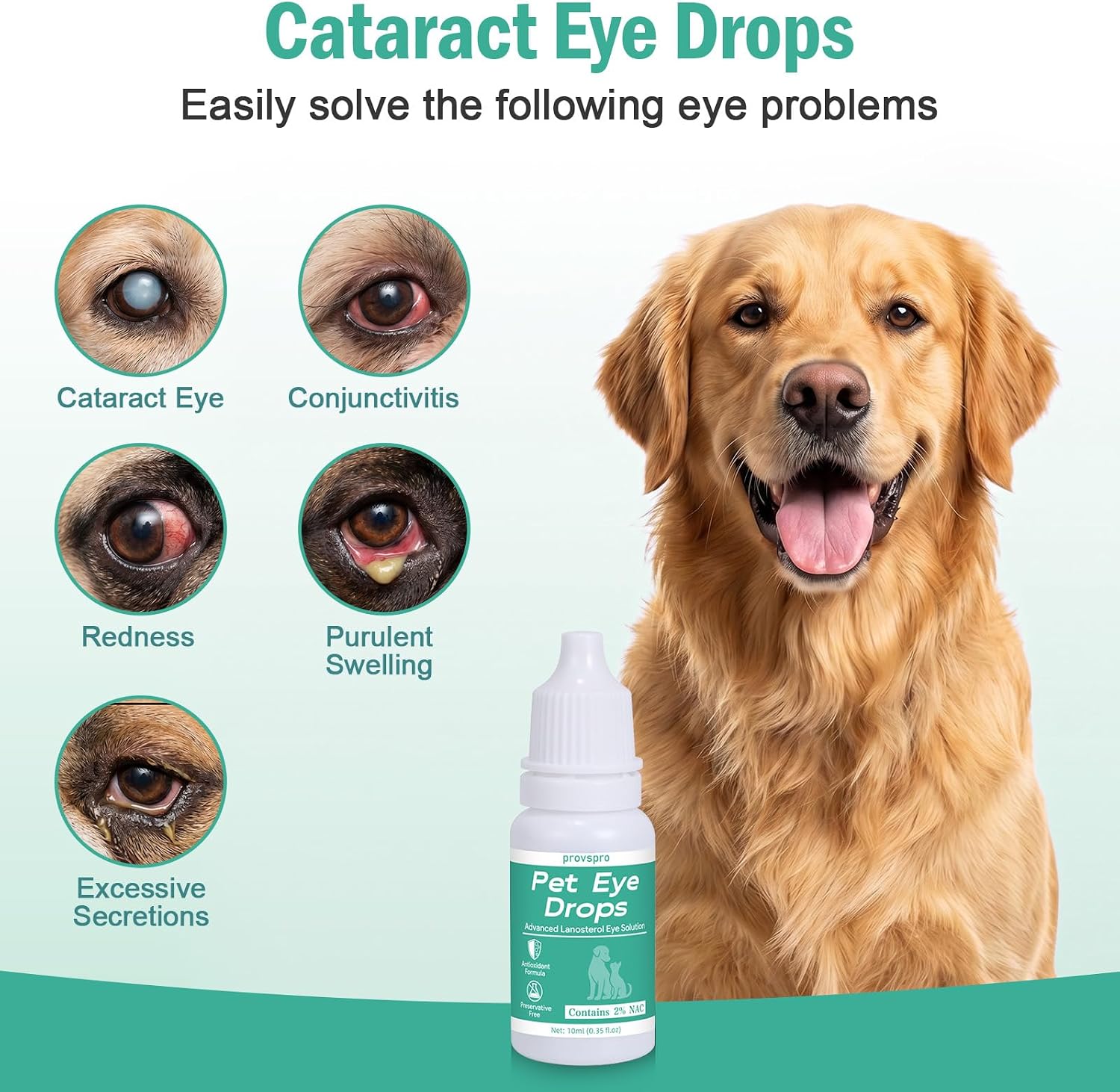 Cataract Eye Drops for Dogs, Improve Vision Clarity & Comfort, Supports Eye Comfort Moisture and Daily Eye Cleanliness, Gentle Pet Eye Care Formula, Preservative-Free