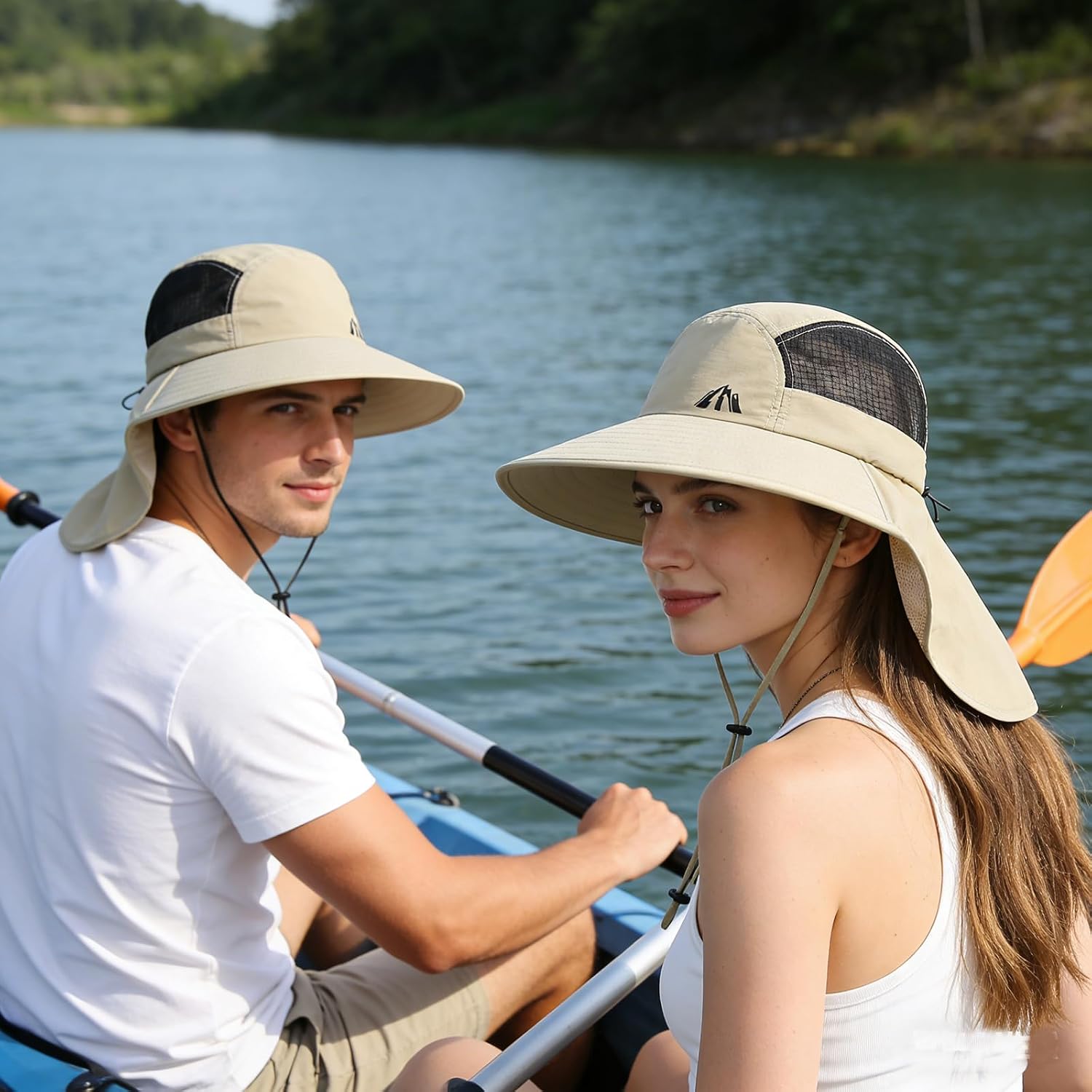 UV Sun Protection Hat Women Foldable Neck Flap Wide Brim Fishing Hat with Ponytail Hole for Women
