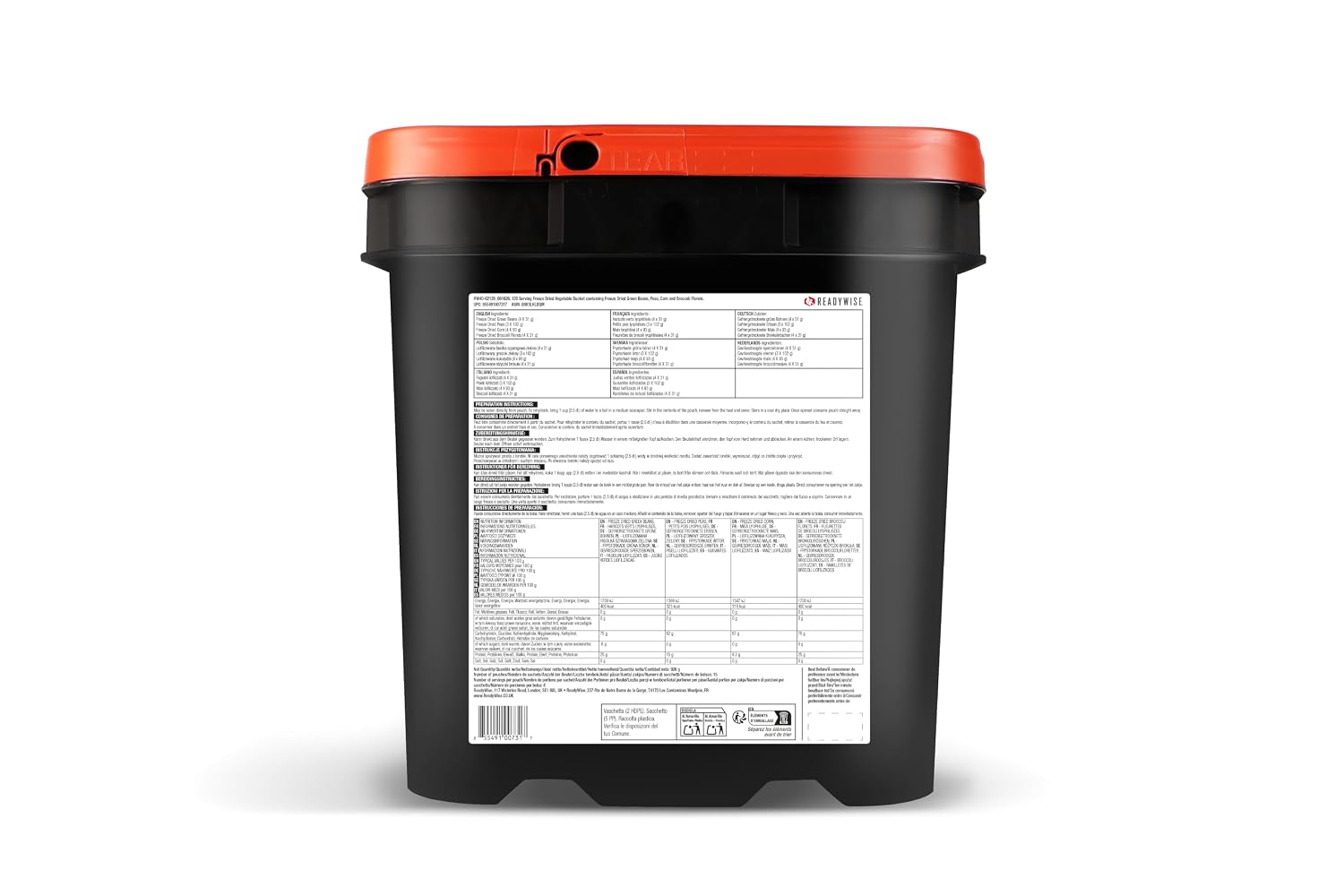 READYWISE Emergency Food Survival Supply Vegetables Bucket, 120 Servings
