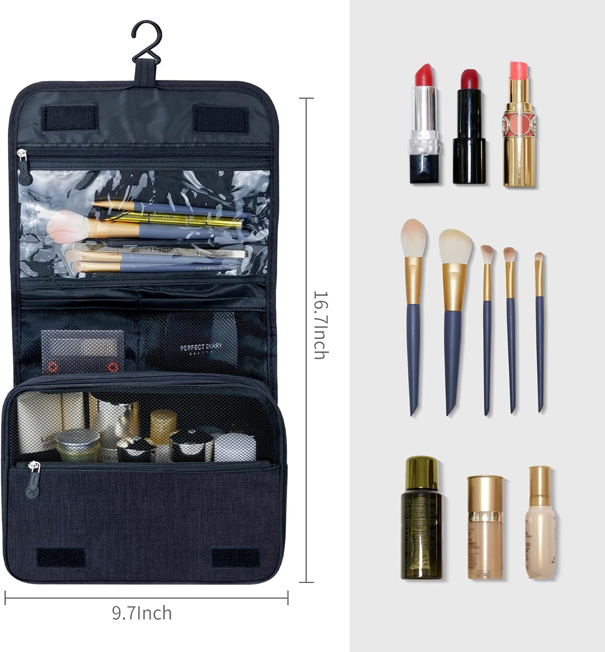 Lcsmaokin Large Capacity Toiletry Bag Travel Bag with Hanging Hook for Men and Women Waterproof Travel Cosmetic Bag Bathroom Bag,with TSA Approved Zippers Clear Travel Makeup Bag Carry-on