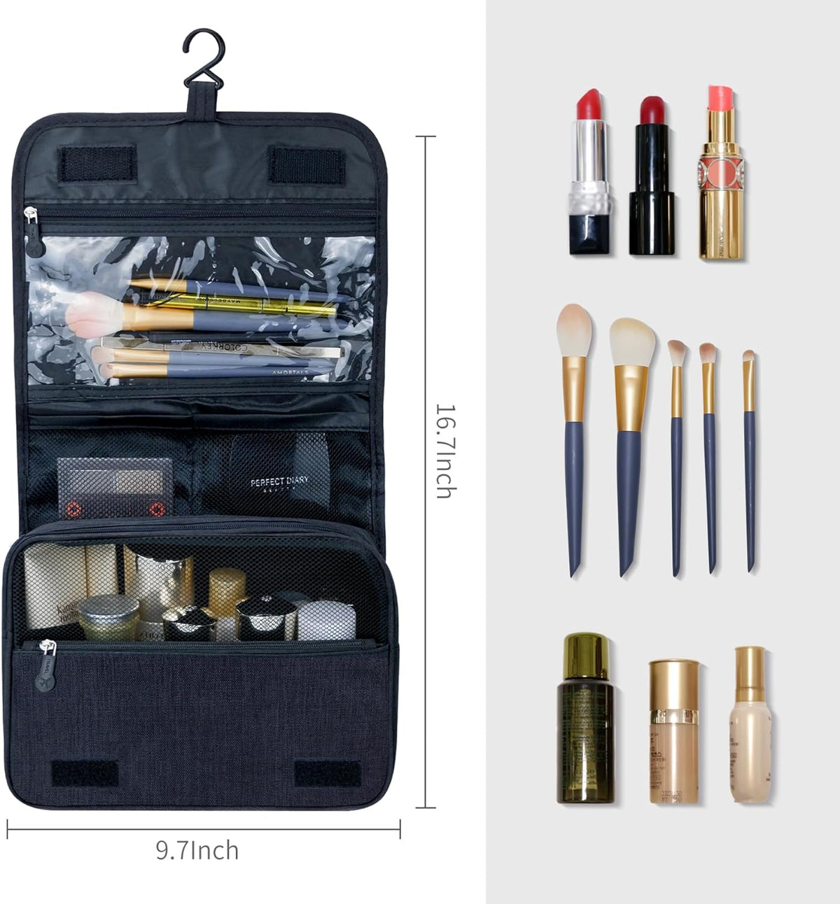 Lcsmaokin Large Capacity Toiletry Bag Travel Bag with Hanging Hook for Men and Women Waterproof Travel Cosmetic Bag Bathroom Bag,with TSA Approved Zippers Clear Travel Makeup Bag Carry-on