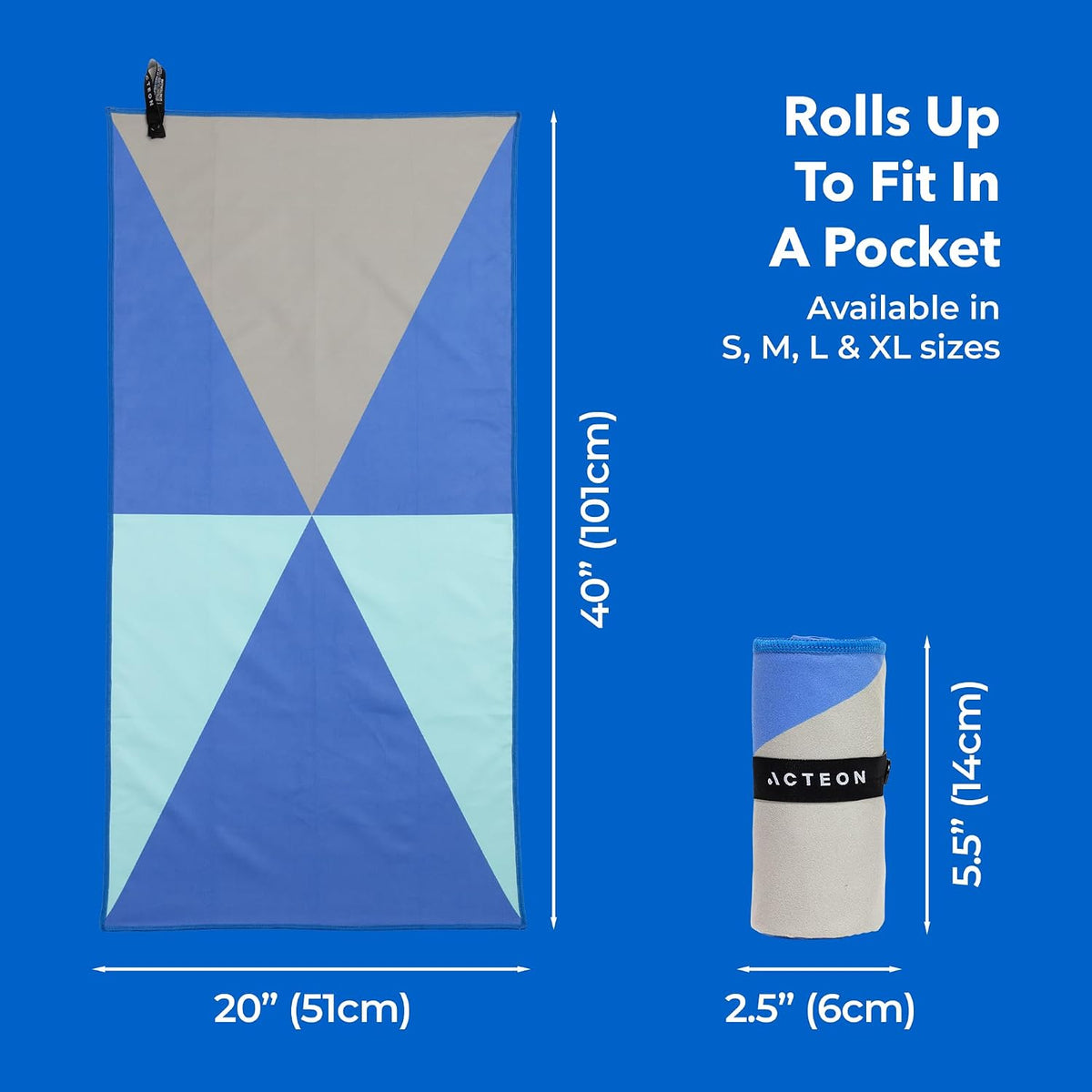 Acteon Gym Towel & Wet Bag Travel Set, Large Quick-Dry Microfiber Towel