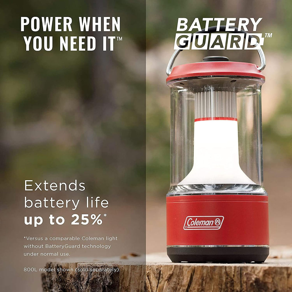 Coleman 1000 Lumens LED Water-Resistant Outdoor Camping Light Lantern with 4 Lighting Modes, and BatteryGuard Protection Technology, Green (2 Pack)