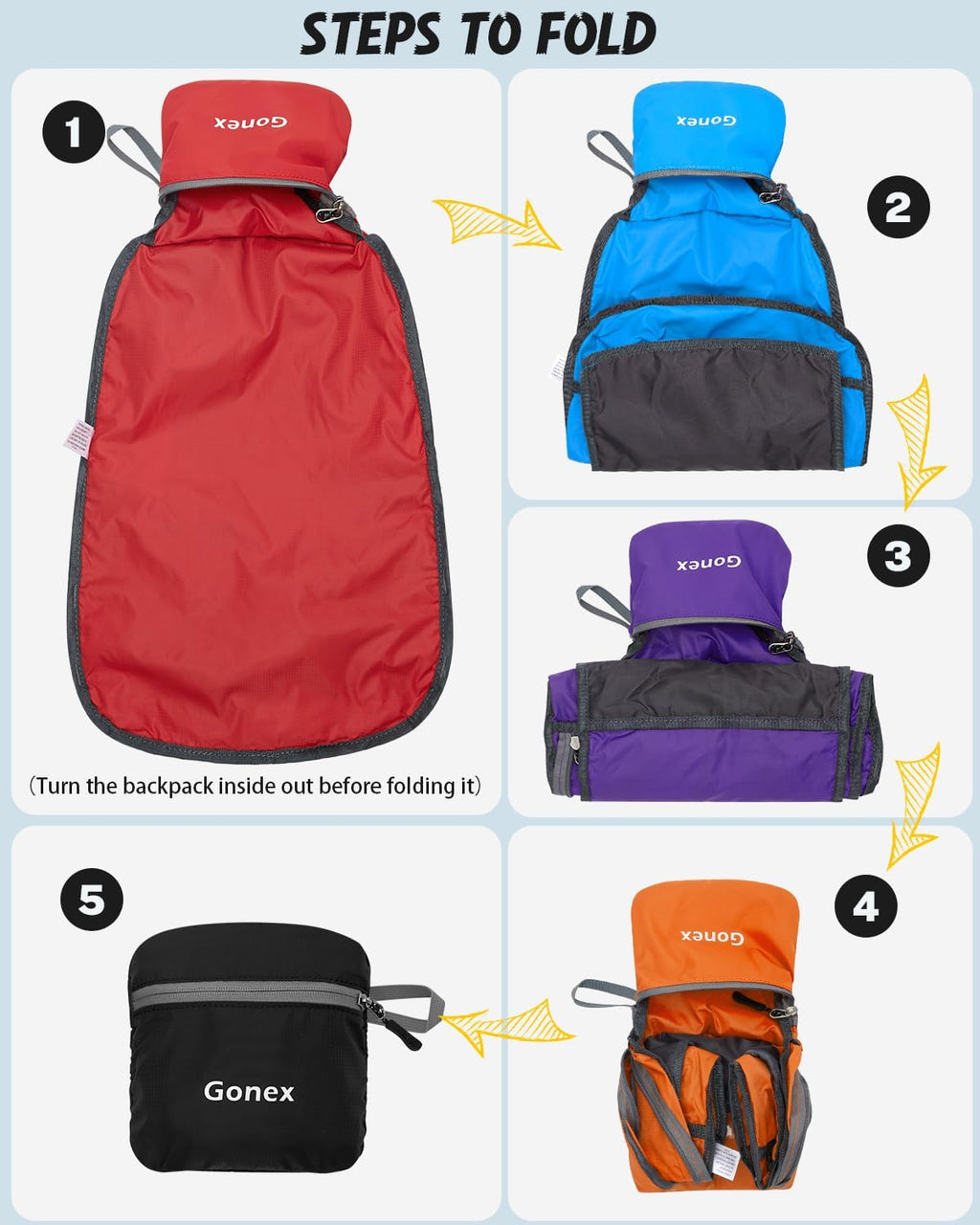 Gonex Packable Daypack Backpack 20L Lightweight Foldable Travel Bag