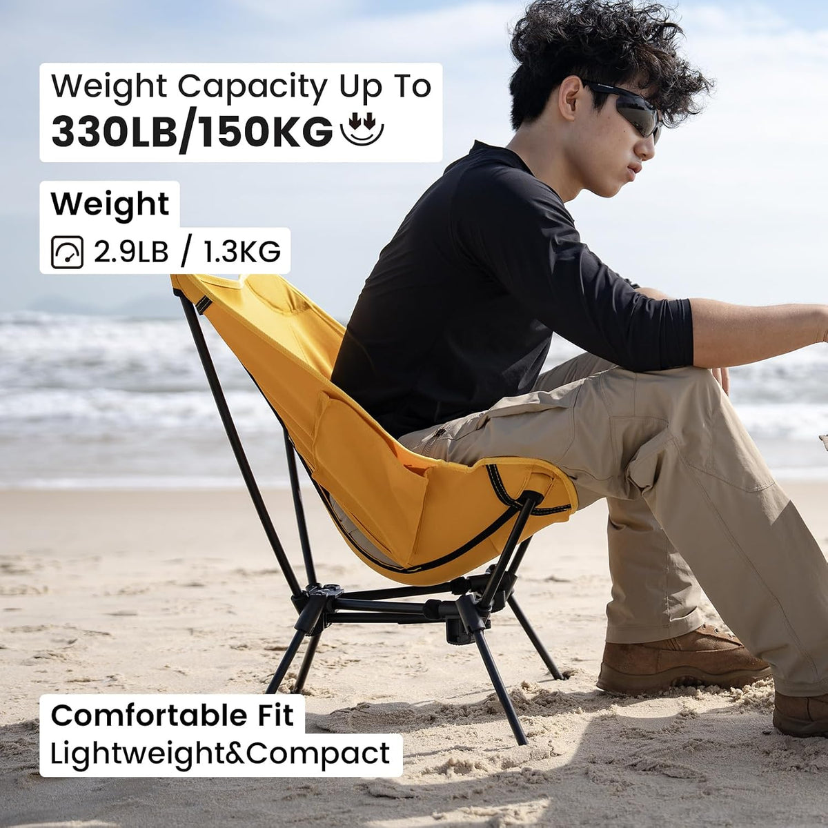 ONETIGRIS Tigerblade Camping Chair, Lightweight Folding Backpacking Hiking Chair, Compact Portable 330 lbs Capacity