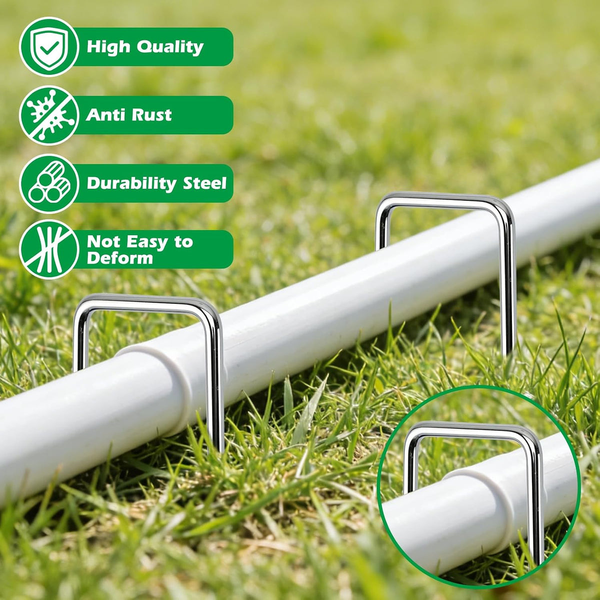 100 Pack Landscape Staples, 8" 11 Gauge Galvanized Steel Garden Stakes,Landscape Pins Turf Staples for Securing Weed Barrier Artificial Grass