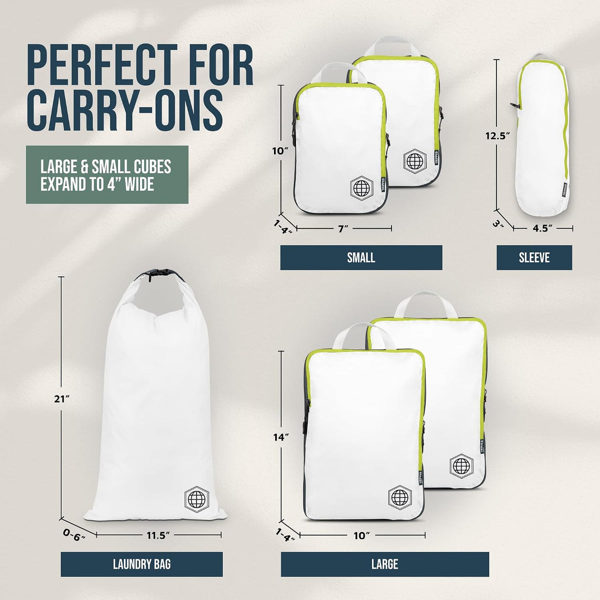 TRIPPED Travel Gear Compression Packing Cubes for Carry-On Travel 6-Pack