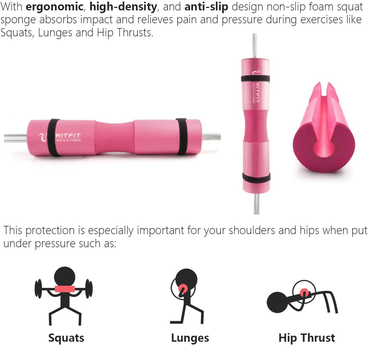 RitFit 7PCS Barbell Squat Pad Set, Hip Thrust & Lunges
