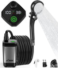 WADEO Portable Shower for Camping, 6000mAh Outdoor Electric Shower Rechargeable Pump with Intelligent Digital Display, Camping Shower Head Nozzle for Camping, Hiking, Traveling, Washing