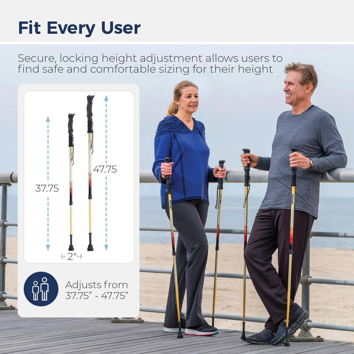 Drive Medical Summit Adjustable Nordic Walking Poles, Mountain Print