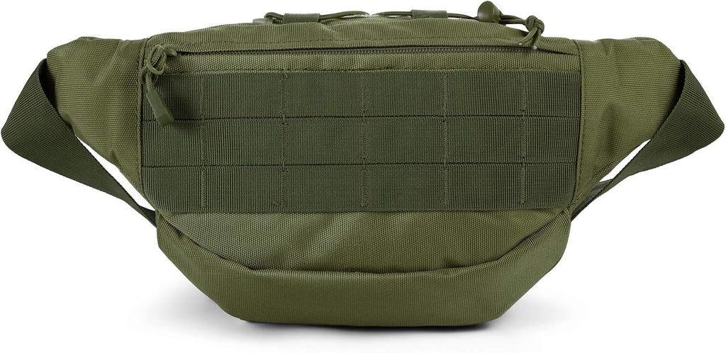 SOWHUP Tactical Fanny Pack,Military Waist Bag Pack with U.S Patch Utility Hip Belt Bumbag for Outdoor Fishing Hiking (Army Green(4 Zipper Pockets))