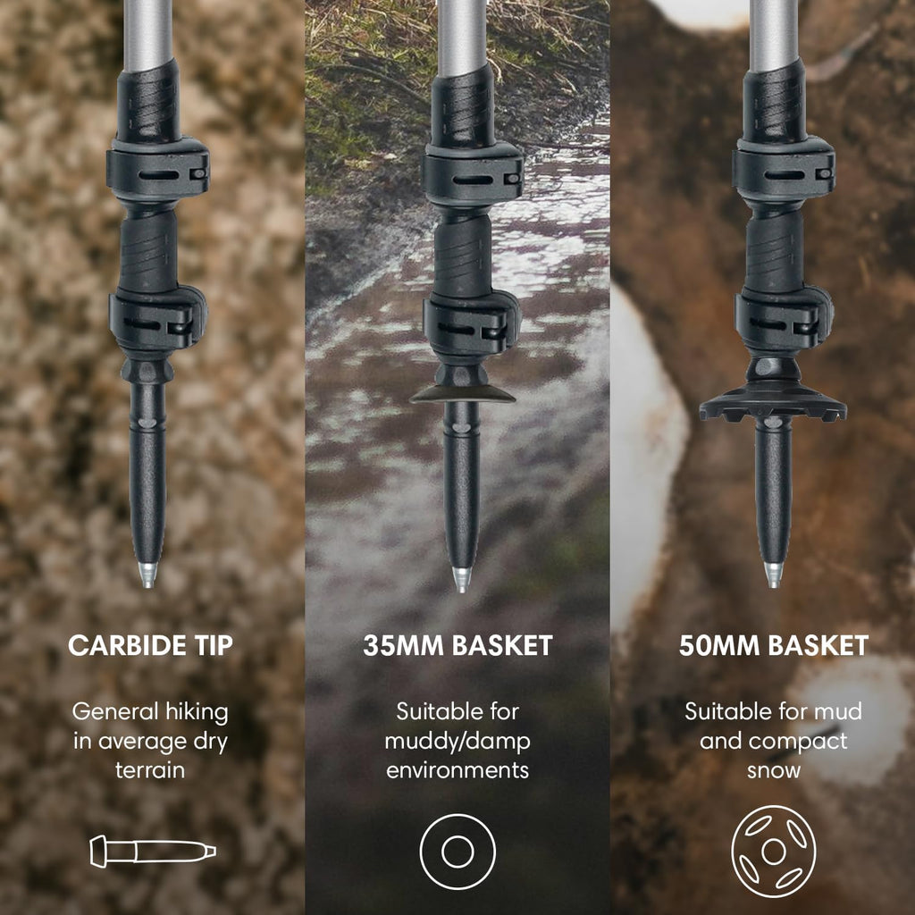 Fizan Adventure Trekking Poles – Ultralight, Backpacking, Thru Hiking Poles, Adjustable, Collapsible, Customized Fit, Cork Grips, Aluminum Walking Sticks