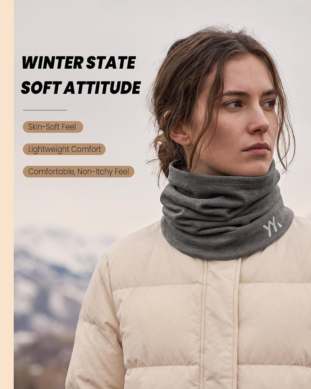 YANIKY Winter Neck Warmer, Wool Neck Gaiter Fleece Scarf, Windproof Face Cover Mask for Men Women