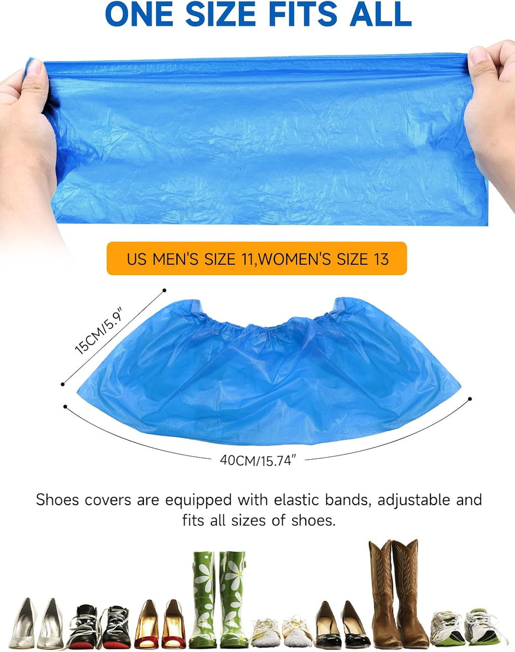 TOOSOFt Shoe Covers Disposable Non Slip Plastic Pack of 300 (150 Pairs)