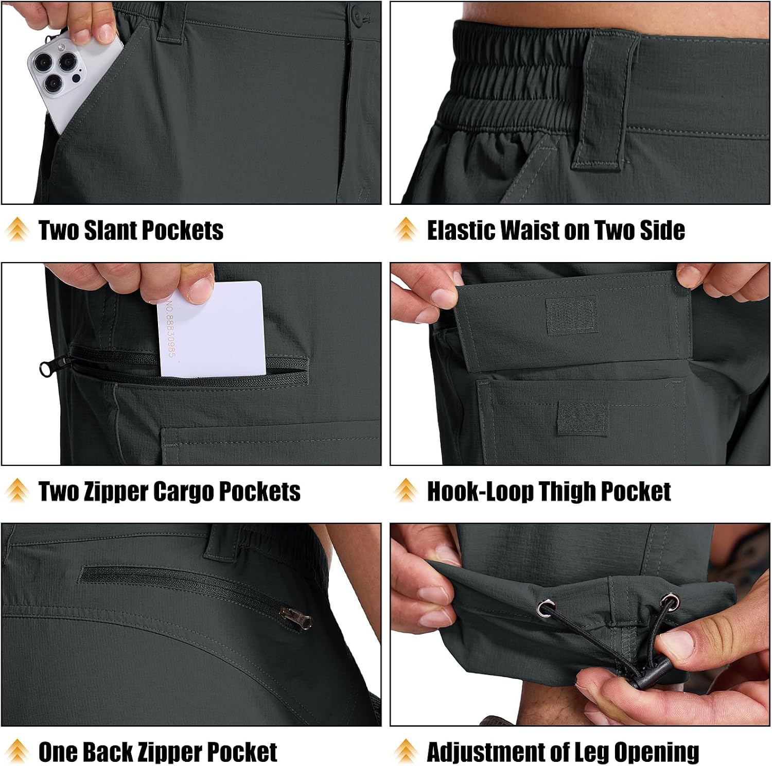 Mens Hiking Pants Cargo Safari Pants for Men Zip Off Outdoor Convertible