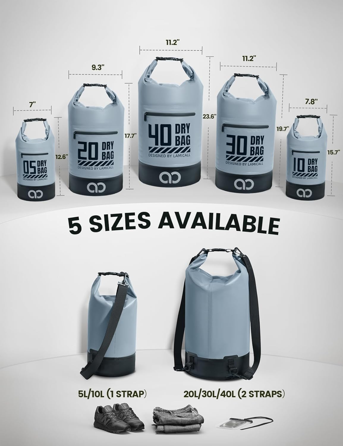 Lamicall Dry Bag Waterproof Backpack with Phone Pouch 5L/10L/20L/30L/40L