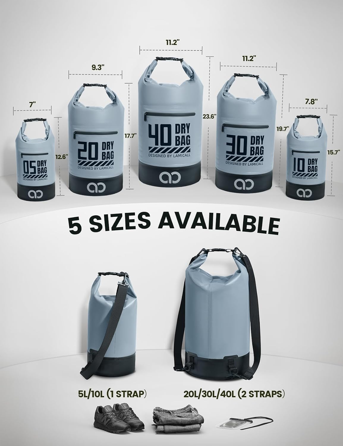 Lamicall Dry Bag Waterproof Backpack with Phone Pouch 5L/10L/20L/30L/40L