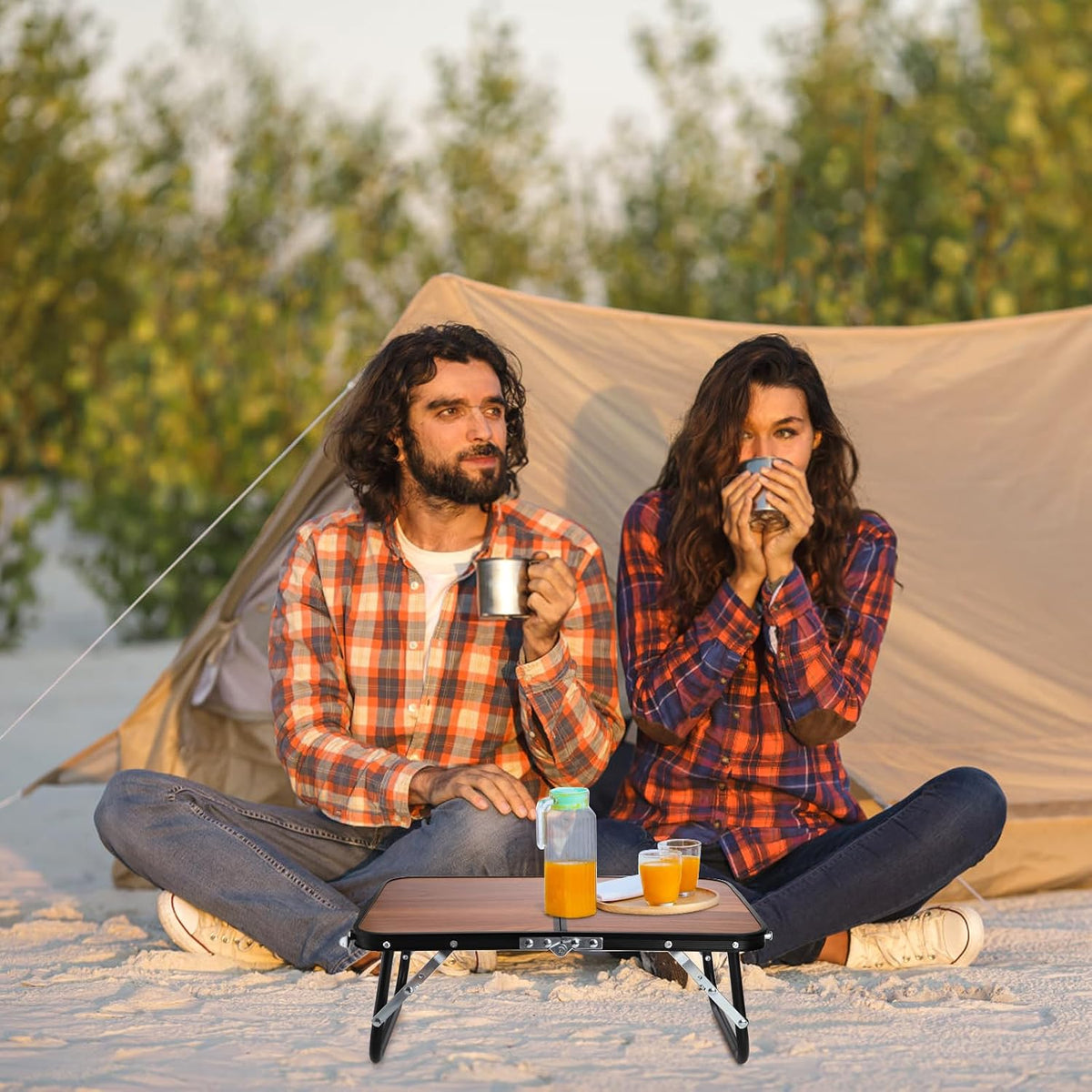 Folding Camping Table, Mini Portable Beach Table with Carry Handle